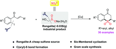 Graphical abstract: Rongalite as a sulfone source: a novel copper-catalyzed sulfur dioxide anion incorporation process