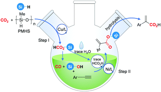 Graphical abstract: Water-initiated hydrocarboxylation of terminal alkynes with CO2 and hydrosilane