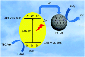 Graphical abstract: An iron–nitrogen doped carbon and CdS hybrid catalytic system for efficient CO2 photochemical reduction