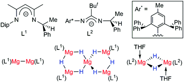 Graphical abstract: Enantiopure dimagnesium(i) and magnesium(ii) hydride complexes incorporating chiral amidinate or β-diketiminate ligands