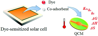 Graphical abstract: A kinetic/thermodynamic study of transparent co-adsorbents and colored dye molecules in visible light based on microgravimetric quartz-crystal microbalance on porous TiO2 films for dye-sensitized solar cells