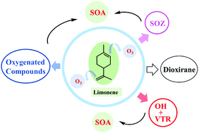 Graphical abstract: The oxidation mechanism of gas-phase ozonolysis of limonene in the atmosphere