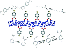 Graphical abstract: MOFs based on 1D structural sub-domains with Brønsted acid and redox active sites as effective bi-functional catalysts