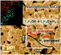 Graphical abstract: Stabilization of a nanoporous NiCu dilute alloy catalyst for non-oxidative ethanol dehydrogenation