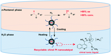 Graphical abstract: A thermoregulated phase transfer chiral Pt nanocatalyst for enantioselective hydrogenation of α-ketoesters