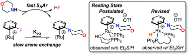 Graphical abstract: Product inhibition in nucleophilic aromatic substitution through DPPPent-supported π-arene catalysis