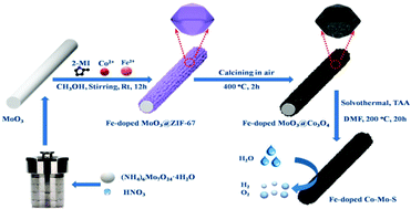 Graphical abstract: Fe-Doped Co–Mo–S microtube: a highly efficient bifunctional electrocatalyst for overall water splitting in alkaline solution