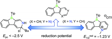 Graphical abstract: Two derivatives of phenylpyridyl-fused boroles with contrasting electronic properties: decreasing and enhancing the electron accepting ability