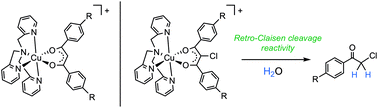 Graphical abstract: Tris-(2-pyridylmethyl)amine-ligated Cu(ii) 1,3-diketonate complexes: anaerobic retro-Claisen and dehalogenation reactivity of 2-chloro-1,3-diketonate derivatives