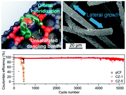 Graphical abstract: Dendrite-free Zn electrodeposition triggered by interatomic orbital hybridization of Zn and single vacancy carbon defects for aqueous Zn-based flow batteries