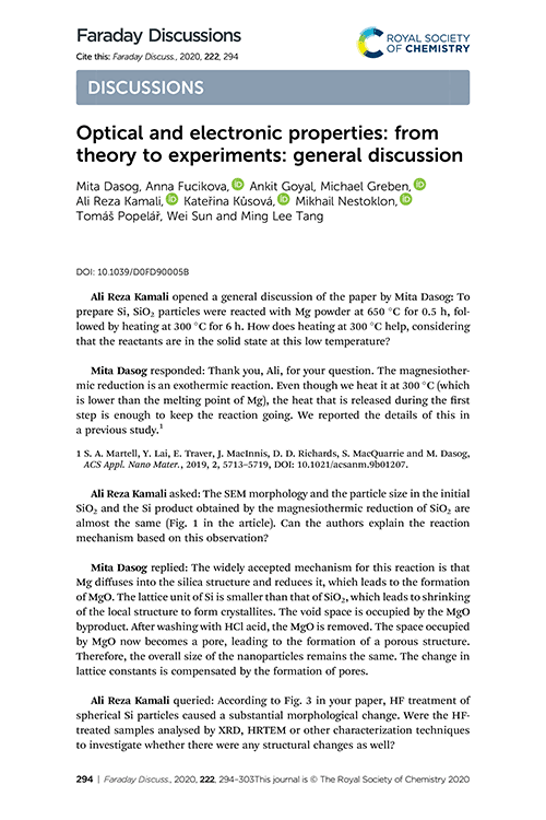Optical and electronic properties: from theory to experiments: general discussion