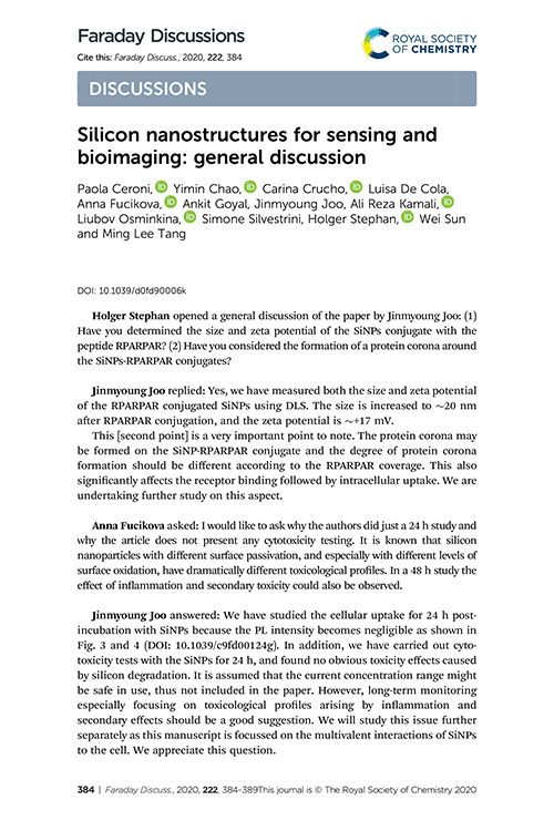 Silicon nanostructures for sensing and bioimaging: general discussion