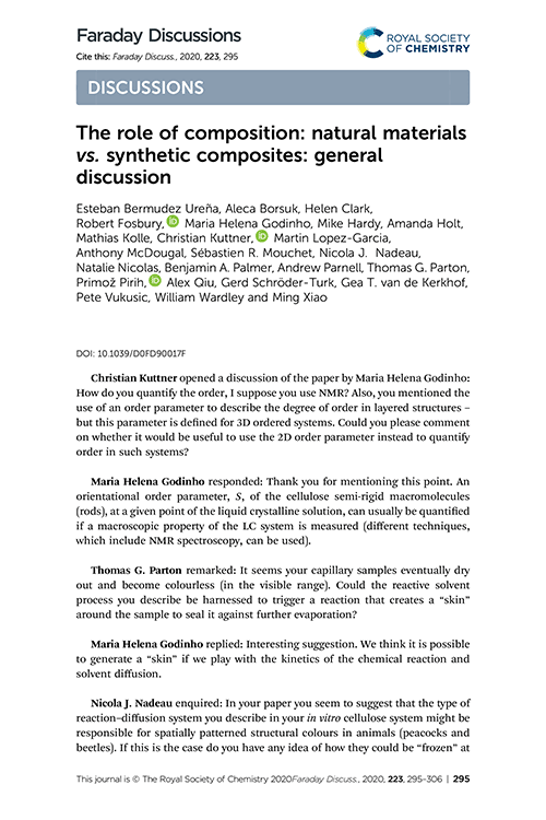 The role of composition: natural materials vs. synthetic composites: general discussion