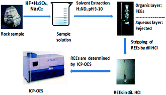 Graphical abstract: Extractive separation of rare earth elements and their determination by inductively coupled plasma optical emission spectrometry in geological samples