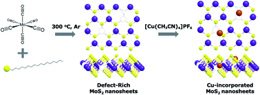Graphical abstract: Substitution of copper atoms into defect-rich molybdenum sulfides and their electrocatalytic activity