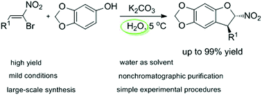 Graphical abstract: Mild and efficient synthesis of trans-3-aryl-2-nitro-2,3-dihydrobenzofurans on water