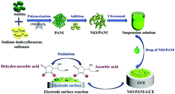 Graphical abstract: Construction and application of a nonenzymatic ascorbic acid sensor based on a NiO1.0/polyaniline3.0 hybrid