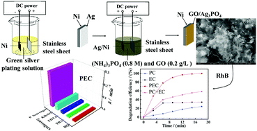 Graphical abstract: Photoelectrocatalytic properties and mechanism of rhodamine B degradation using a graphene oxide/Ag3PO4/Ni film electrode