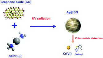 Graphical abstract: Reduced graphene oxide-wrapped silver nanoparticles for applications in ultrasensitive colorimetric detection of Cr(vi) ions and the carbaryl pesticide