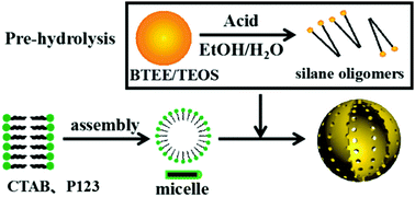 Graphical abstract: Core-template-free synthesis of molecularly ethane-bridged hollow mesoporous silica spheres from acid-hydrolyzed precursor