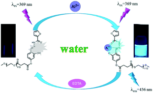 Graphical abstract: An efficient water-soluble fluorescent chemosensor based on furan Schiff base functionalized PEG for the sensitive detection of Al3+ in pure aqueous solution