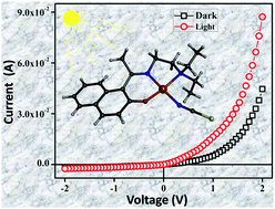 Graphical abstract: Synthesis of an electrically conductive square planar copper(ii) complex and its utilization in the fabrication of a photosensitive Schottky diode device and DFT study