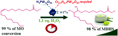 Graphical abstract: Selective dihydroxylation of methyl oleate to methyl-9,10-dihydroxystearate in the presence of a recyclable tungsten based catalyst and hydrogen peroxide