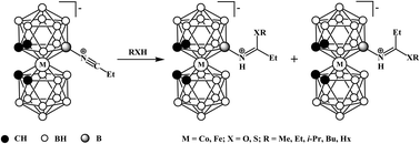Graphical abstract: Synthesis and reactivity of propionitrilium derivatives of cobalt and iron bis(dicarbollides)