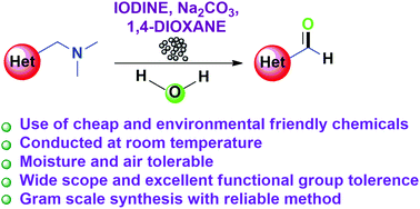Graphical abstract: Molecular iodine mediated oxidative cleavage of the C–N bond of aryl and heteroaryl (dimethylamino)methyl groups into aldehydes