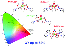 Graphical abstract: The effect of terminal N-donor aromatic ligands on the sensitization and emission of lanthanide ions in Zn2Ln (Ln = Eu, Tb) complexes with 4-biphenylcarboxylate anions