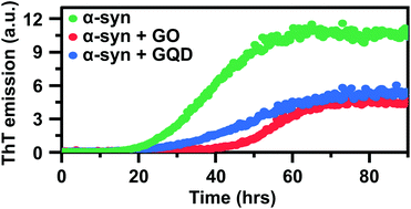 Graphical abstract: Graphene oxide sheets and quantum dots inhibit α-synuclein amyloid formation by different mechanisms