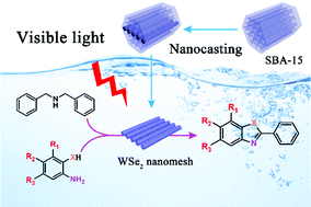 Graphical abstract: Visible light-driven oxidative coupling of dibenzylamine and substituted anilines with a 2D WSe2 nanomesh material