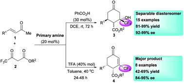 Graphical abstract: Enantioselective synthesis of trifluoromethyl substituted cyclohexanones via an organocatalytic cascade Michael/aldol reaction