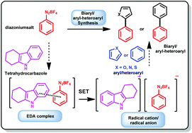 Graphical abstract: Carbazole based Electron Donor Acceptor (EDA) catalysis for the synthesis of biaryl and aryl–heteroaryl compounds