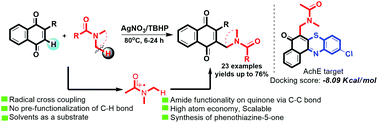 Graphical abstract: The silver catalyzed direct C–H functionalization of quinones with dialkyl amides