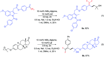 Graphical abstract: Synthesis of gem-difluoroalkenes via nickel-catalyzed allylic defluorinative reductive cross-coupling of trifluoromethyl alkenes with epoxides
