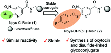 Graphical abstract: Use of solid-supported 4-fluorophenyl 3-nitro-2-pyridinesulfenate in the construction of disulfide-linked hybrid molecules