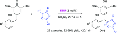 Graphical abstract: Non-hydrogen bond catalyst-mediated diastereoselective conjugate additions of 5H-oxazol-4-ones to o-hydroxyphenyl-substituted p-quinone methides