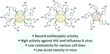 Graphical abstract: Thiophene-based water-soluble fullerene derivatives as highly potent antiherpetic pharmaceuticals