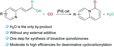 Graphical abstract: Palladium-catalyzed dearomative cyclocarbonylation of allyl alcohol for the synthesis of quinolizinones