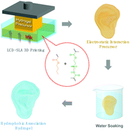 Graphical abstract: Highly stretchable, self-healing, and 3D printing prefabricatable hydrophobic association hydrogels with the assistance of electrostatic interaction