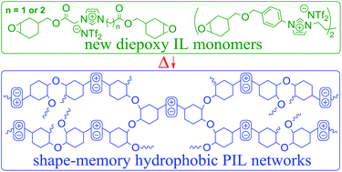 Graphical abstract: Cycloaliphatic epoxidized ionic liquids as new versatile monomers for the development of shape memory PIL networks by 3D printing