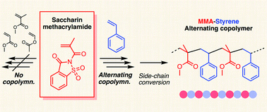 Graphical abstract: Saccharin-pendant methacrylamide as a unique monomer in radical copolymerization: peculiar alternating copolymerization with styrene