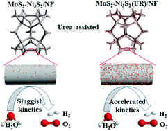 Graphical abstract: Urea-assisted enhanced electrocatalytic activity of MoS2–Ni3S2 for overall water splitting