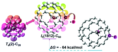 Graphical abstract: Oxidation states of gallium (infrequent i and common iii) tunable via medium-sized C60 and small-sized C28 fullerenes