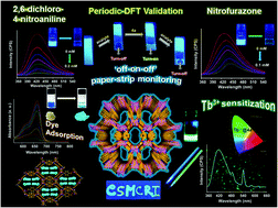 Graphical abstract: An ultralight charged MOF as fluoro-switchable monitor for assorted organo-toxins: size-exclusive dye scrubbing and anticounterfeiting applications via Tb3+ sensitization