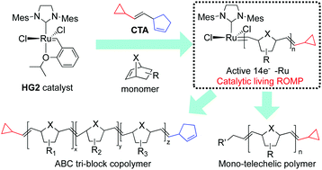 Graphical abstract: Mono-telechelic polymers by catalytic living ring-opening metathesis polymerization with second-generation Hoveyda–Grubbs catalyst
