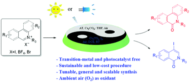 Graphical abstract: External-photocatalyst-free visible-light-mediated aerobic oxidation and 1,4-bisfunctionalization of N-alkyl isoquinolinium salts