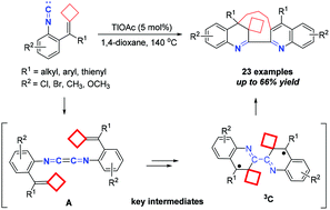 Graphical abstract: Dimerization–cyclization reactions of isocyanoaryl-tethered alkylidenecyclobutanes via a triplet biradical mediated process