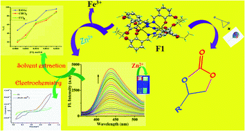 Graphical abstract: Exploring a new dinuclear Fe(iii) complex for the fixation of atmospheric CO2 and optical recognition of nano-molar levels of Zn2+ ions